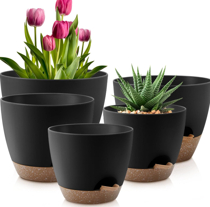 Self-Absorbing Planter Set with Saucer and Drainage Holes - Image 2