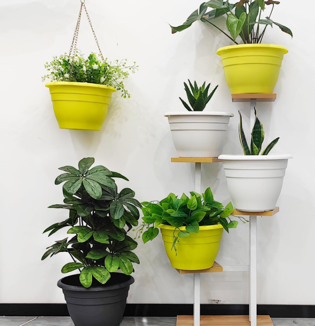 Lightweight, Durable Plastic Planter Set with Drainage Holes and Plugs