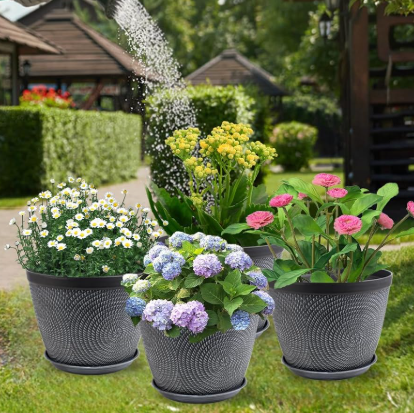 Large Modern Decorative Planter with Saucer and Drainage Holes - Image 2