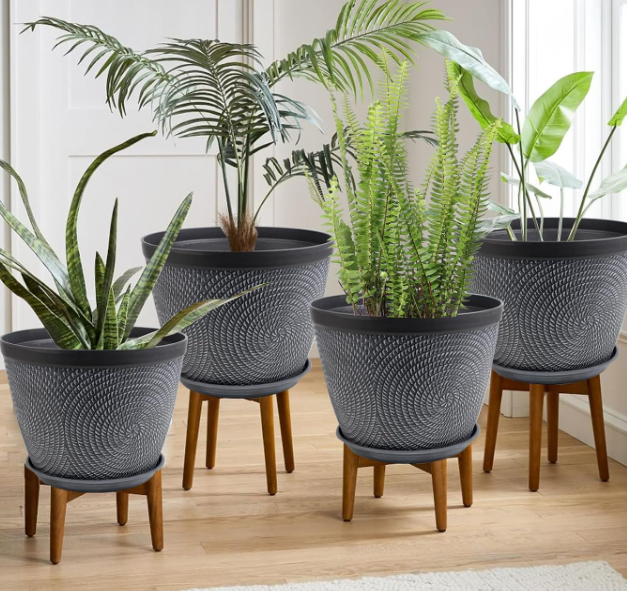 Large Modern Decorative Planter with Saucer and Drainage Holes