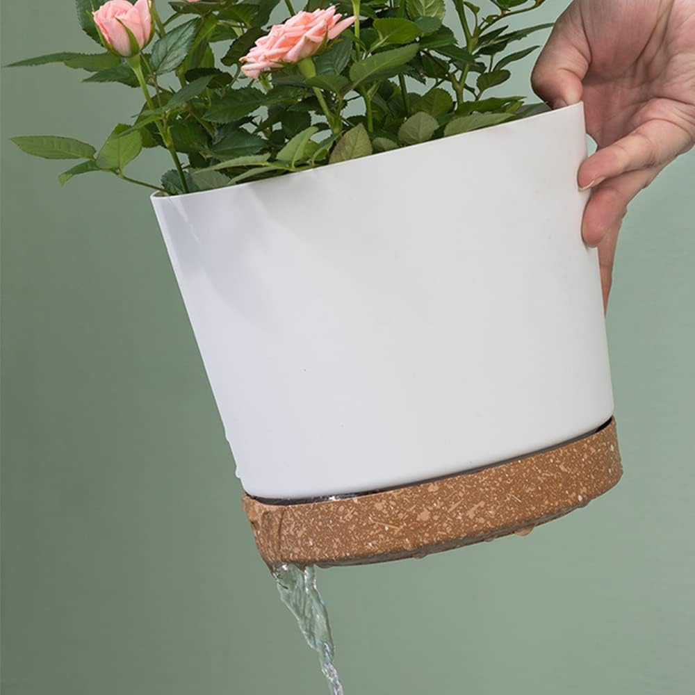 Set Of Self-Watering Decorative Plastic Planters In Three Colors - Image 2