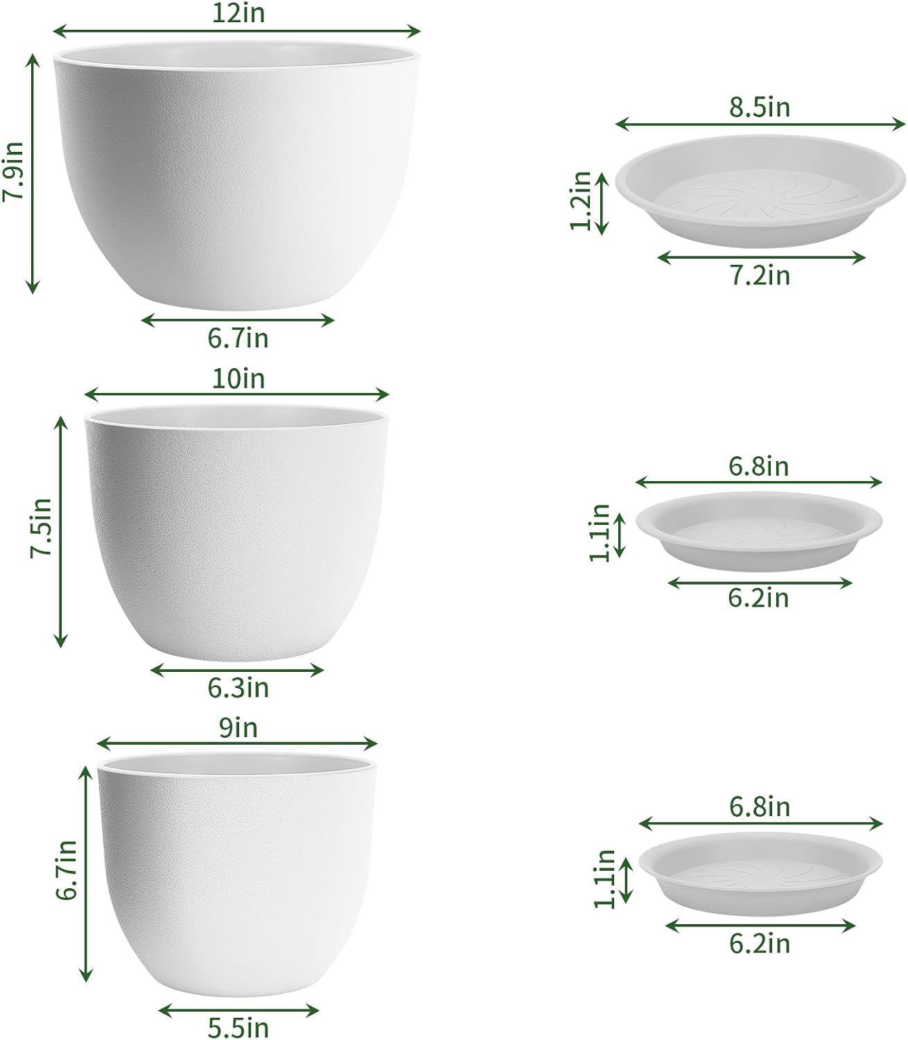 Large White Plastic Indoor Plant Pots - Image 2