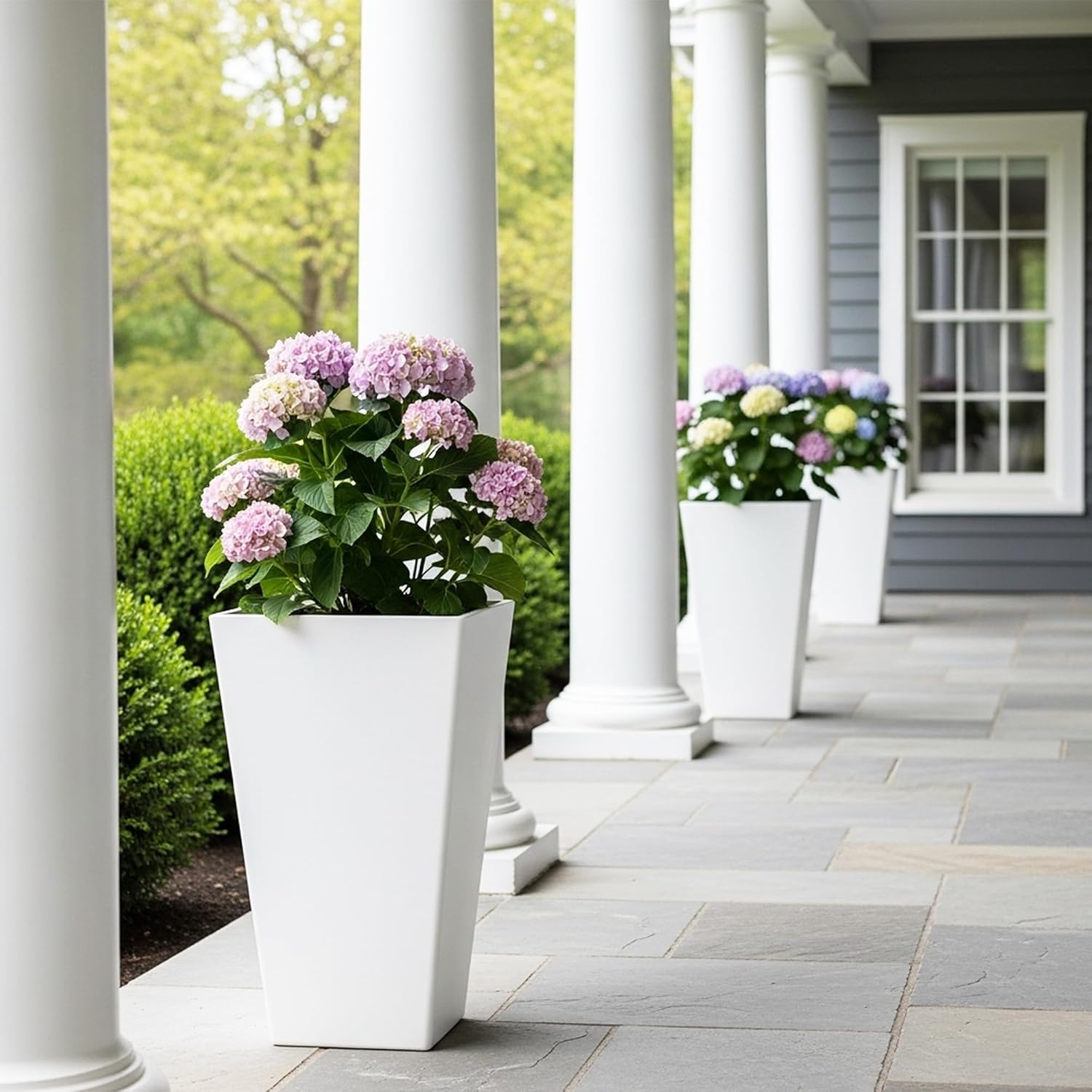 Large Modern-Style Tapered Plastic Planters With Drainage Holes - Image 2